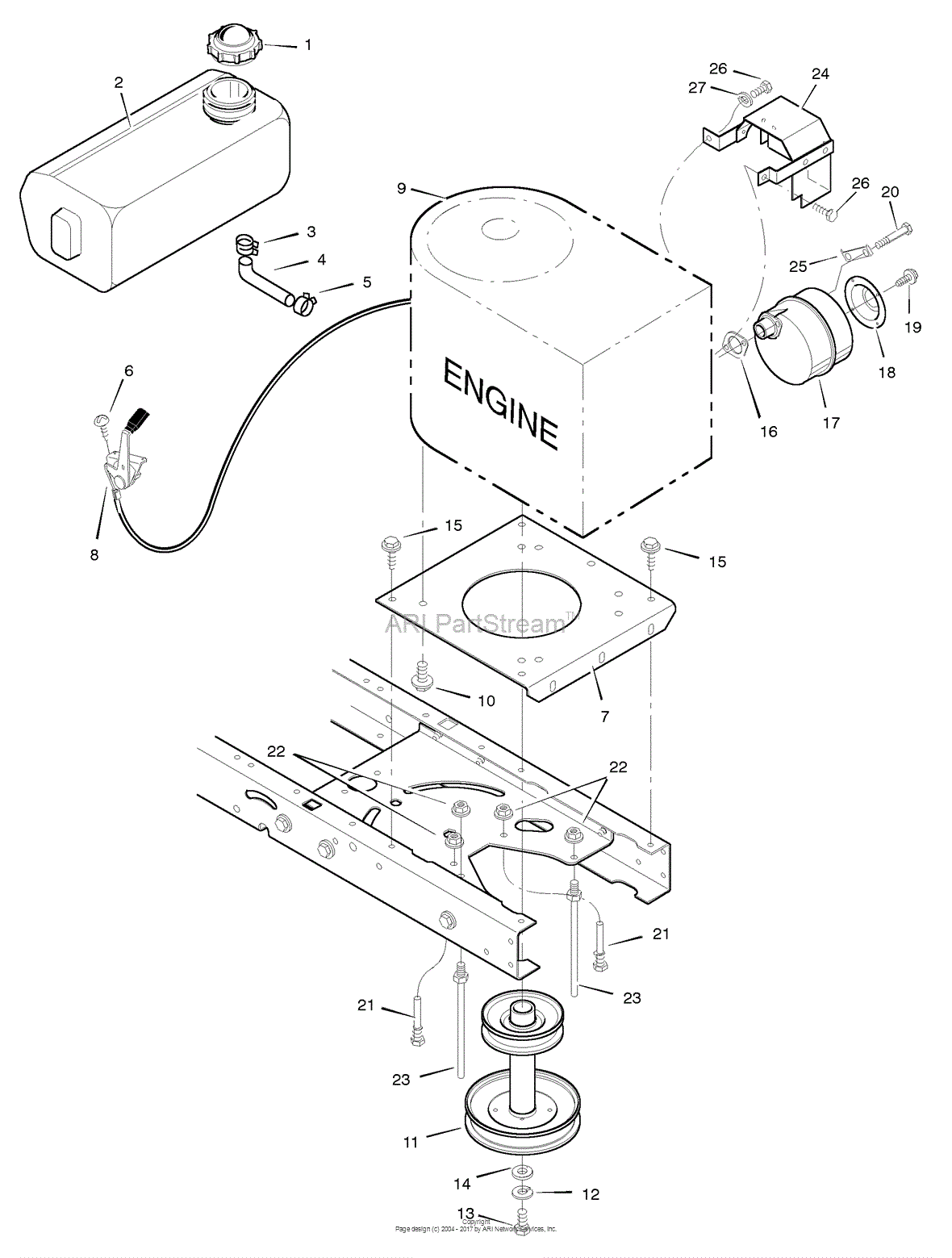 Murray 40502x50A - Lawn Tractor (1998) Parts Diagram for Engine Mount