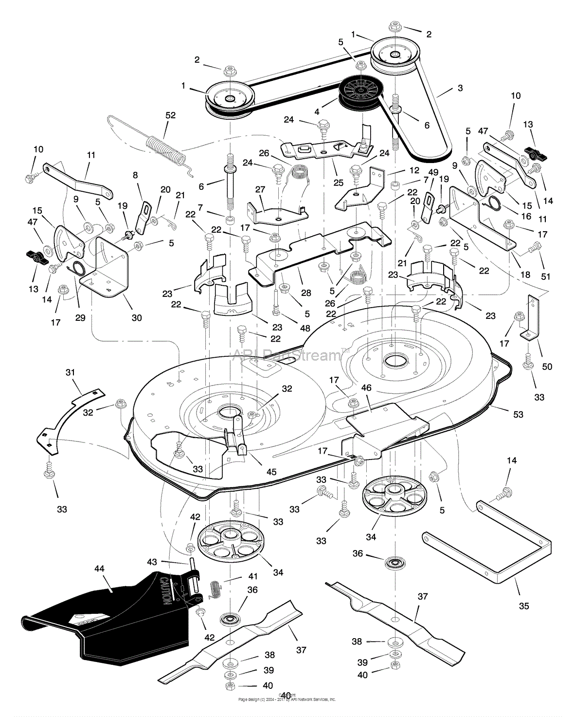 Murray 40541x99B - Lawn Tractor (1998) Parts Diagram for Mower Housing