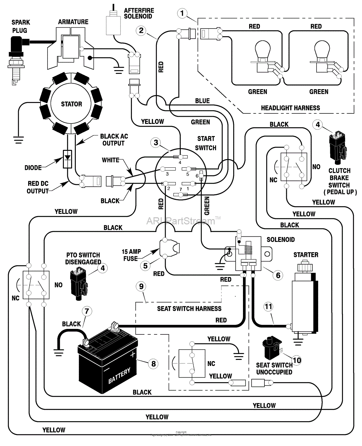 Murray 42500A - Lawn Tractor (1998) Parts Diagram for Electrical System