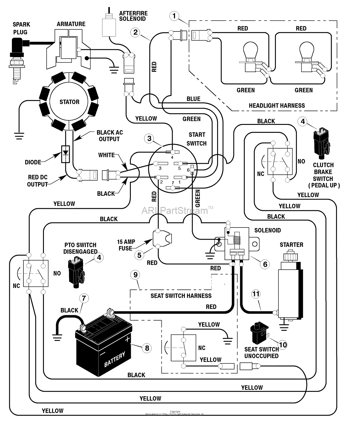 Murray 42583x9A - Lawn Tractor (1998) Parts Diagram for Electrical System