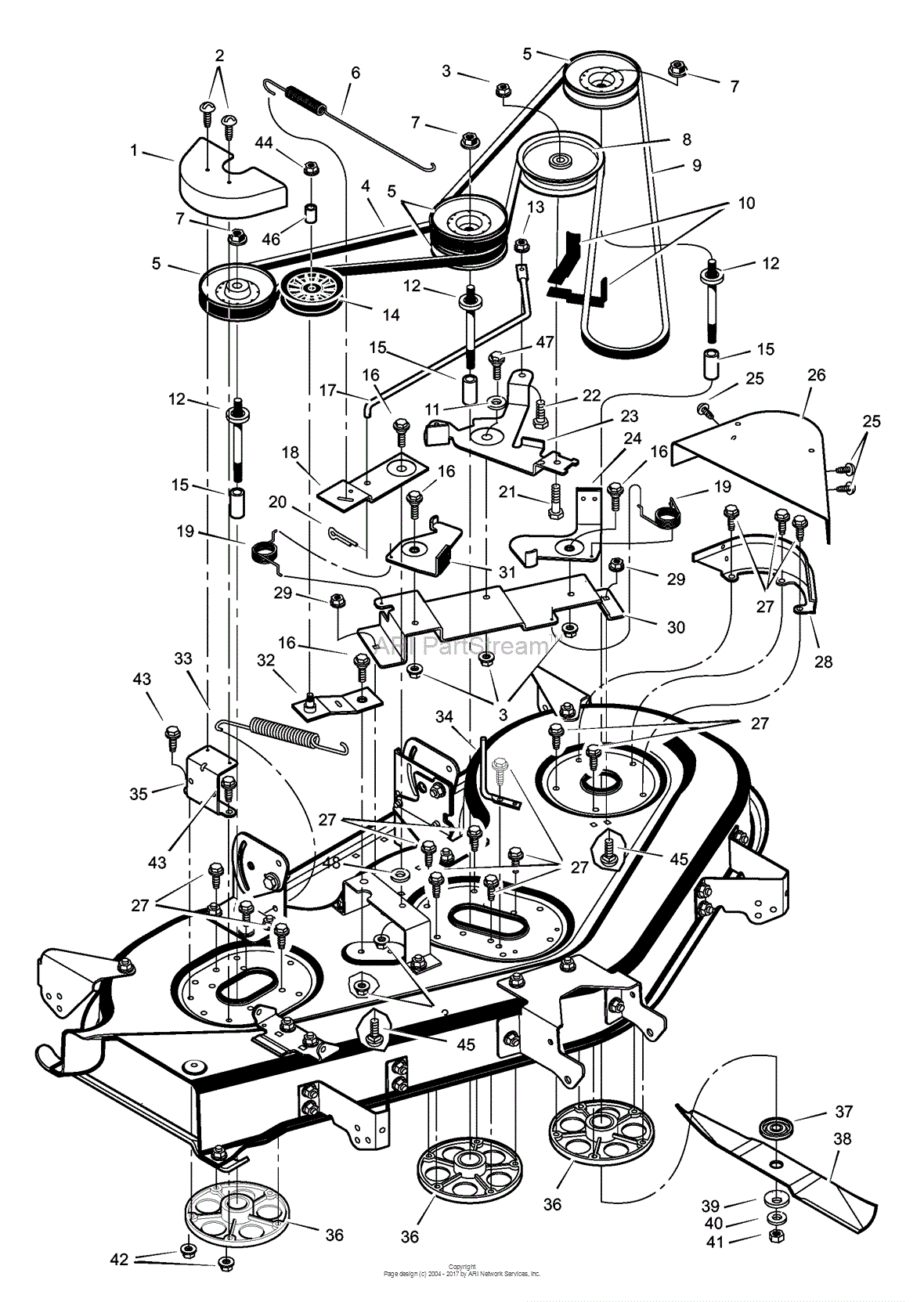 Murray 52100x92A Garden Tractor (1999) Parts Diagram for Blade Drive