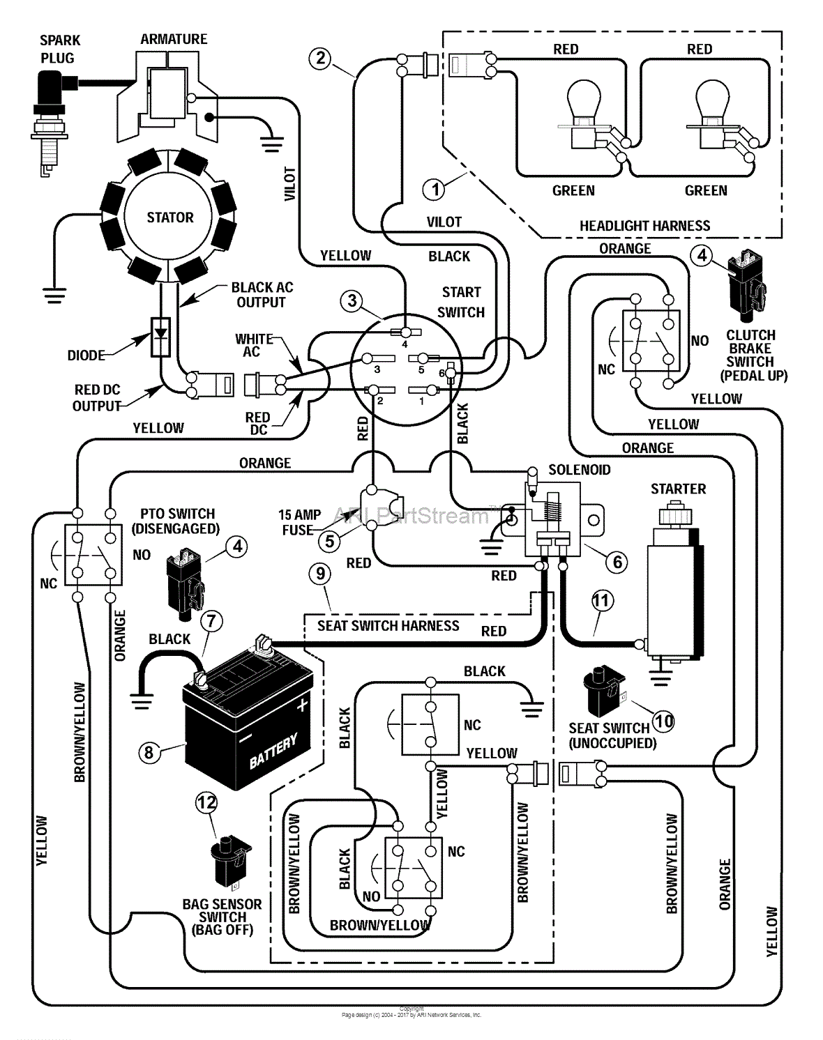 Murray 31201x51A - Lawn Tractor (1999) Parts Diagram for Electrical System