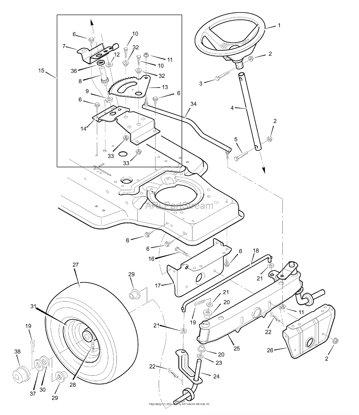 Murray 38717x53A - (MT432T) Lawn Tractor (1999) Parts Diagram for Steering