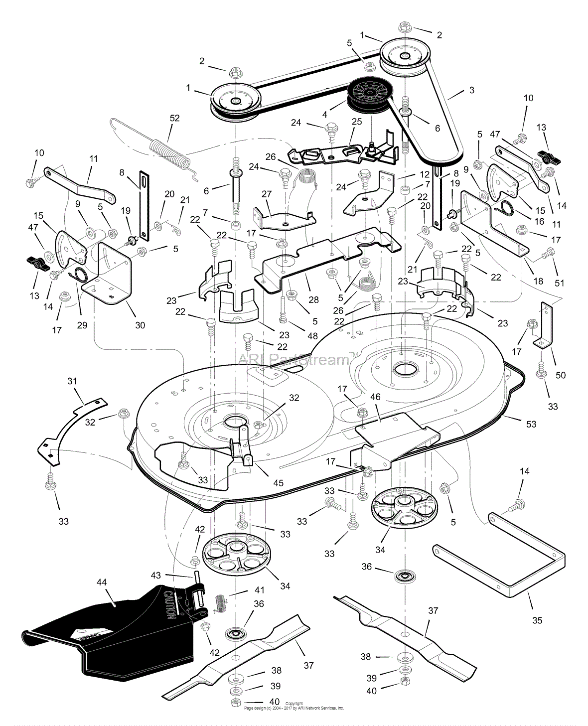 Murray 40541C - Lawn Tractor (1999) Parts Diagram for Mower Housing