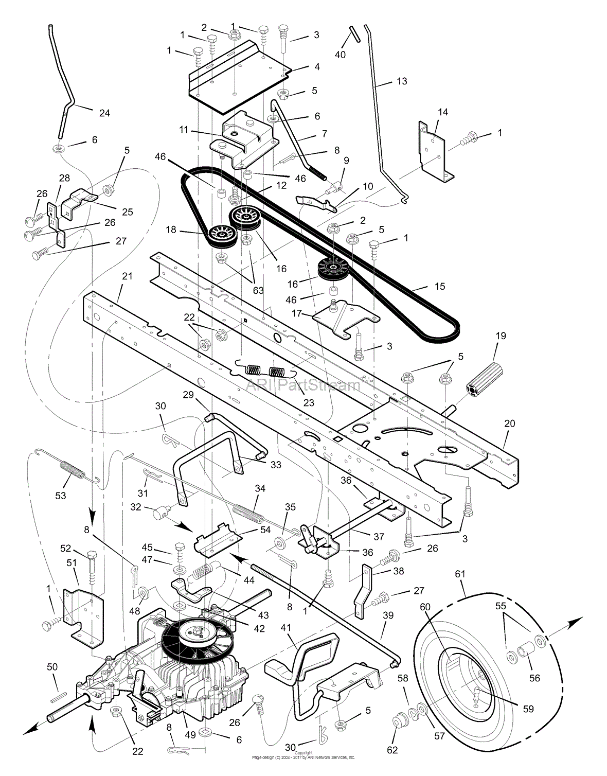 Murray 42588x52B Lawn Tractor (1999) Parts Diagram for Motion Drive