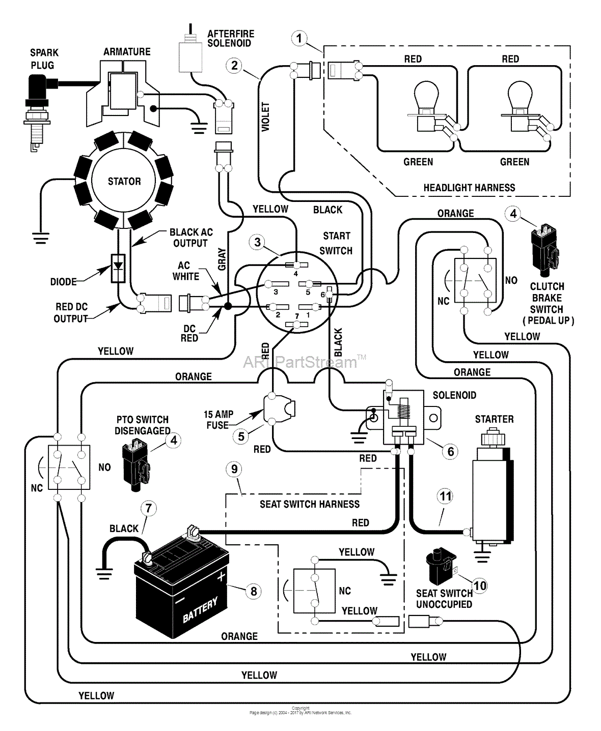 Murray 42590B - Lawn Tractor (1999) Parts Diagram for Electrical System