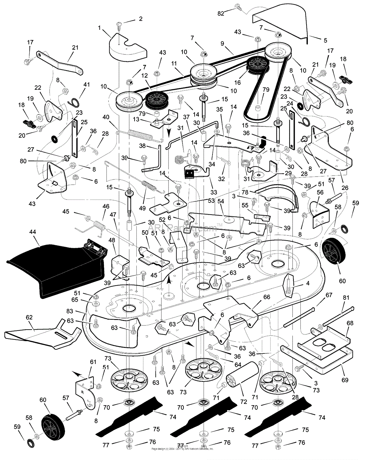Murray 46577x6A - Lawn Tractor (1999) Parts Diagram for Mower Housing