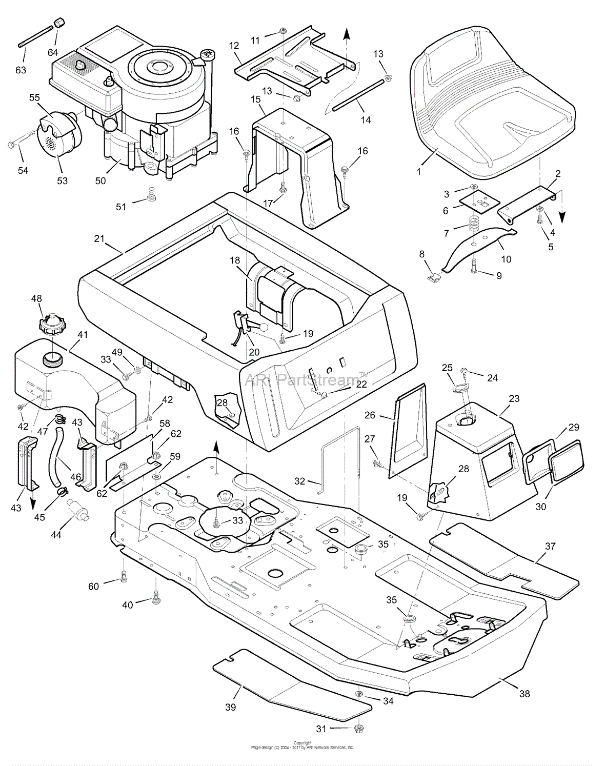 Murray 30577x8A - Rear Engine Rider (1999) Parts Diagram for Body Chassis