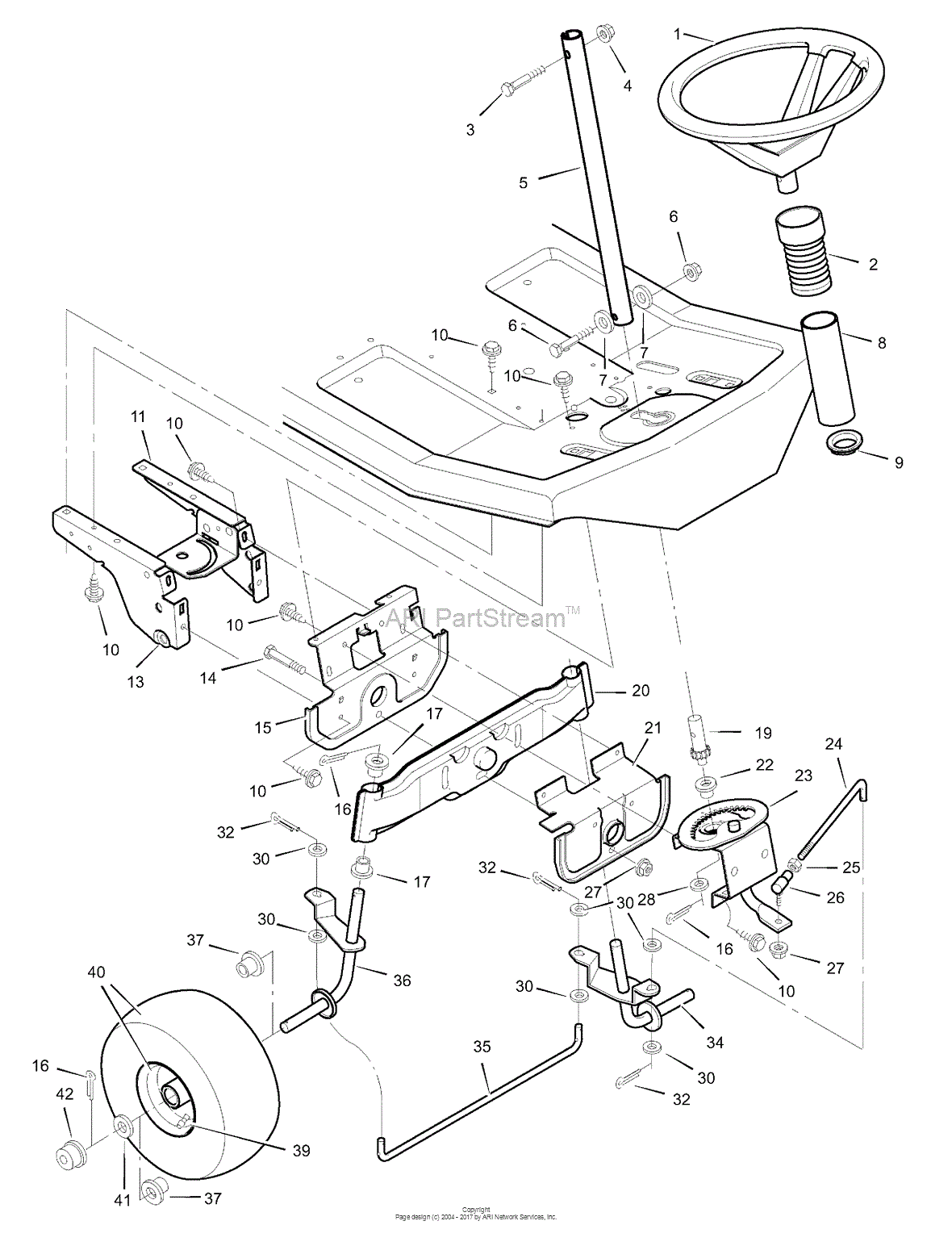 Murray 30577x8A - Rear Engine Rider (1999) Parts Diagram for Steering