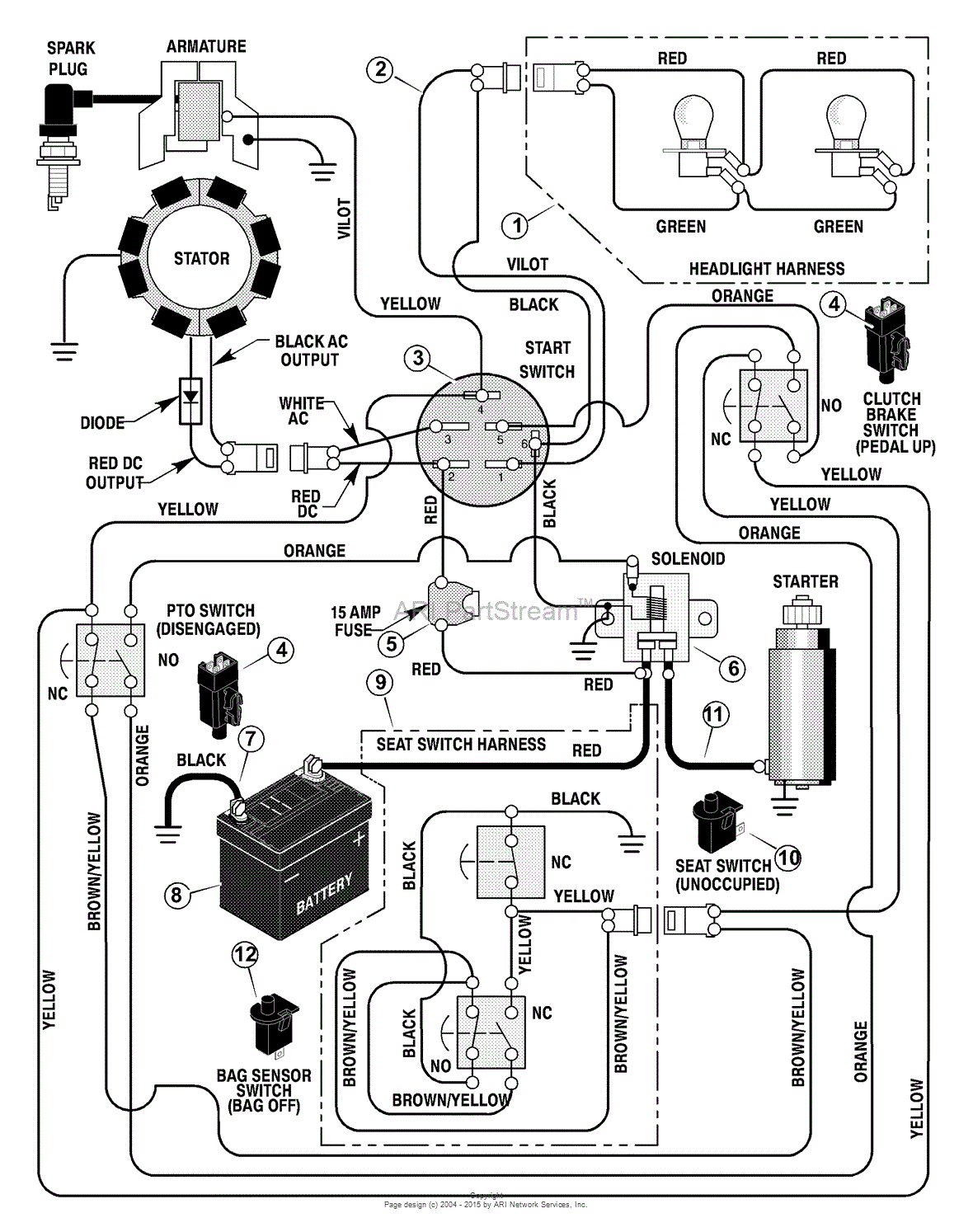 Murray 31201x51B - Lawn Tractor (2000) Parts Diagram for Electrical System