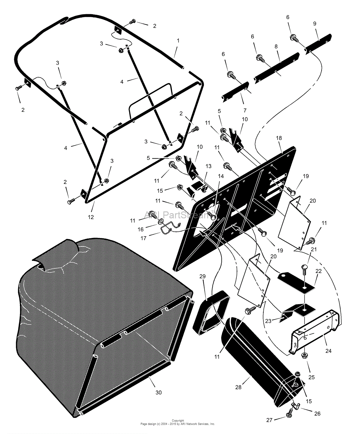 Murray 31201x51B - Lawn Tractor (2000) Parts Diagram for Grass Bagger