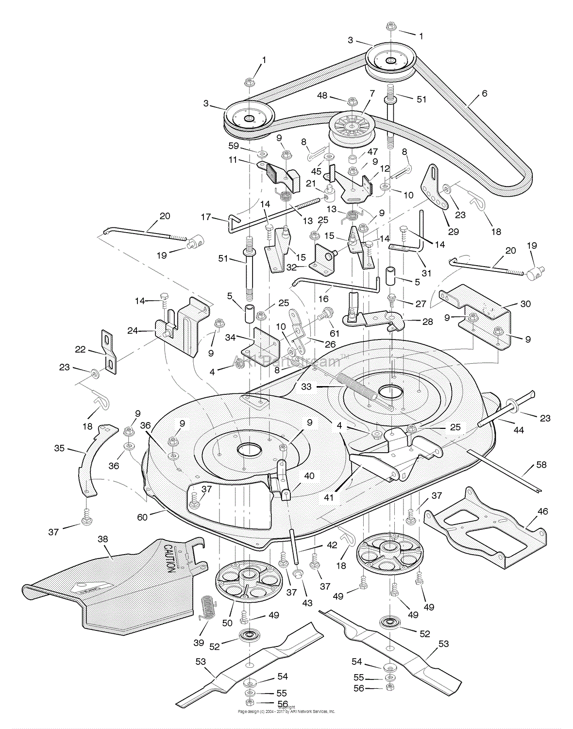 Murray 38710x99A - Lawn Tractor (2000) Parts Diagram for Mower Housing