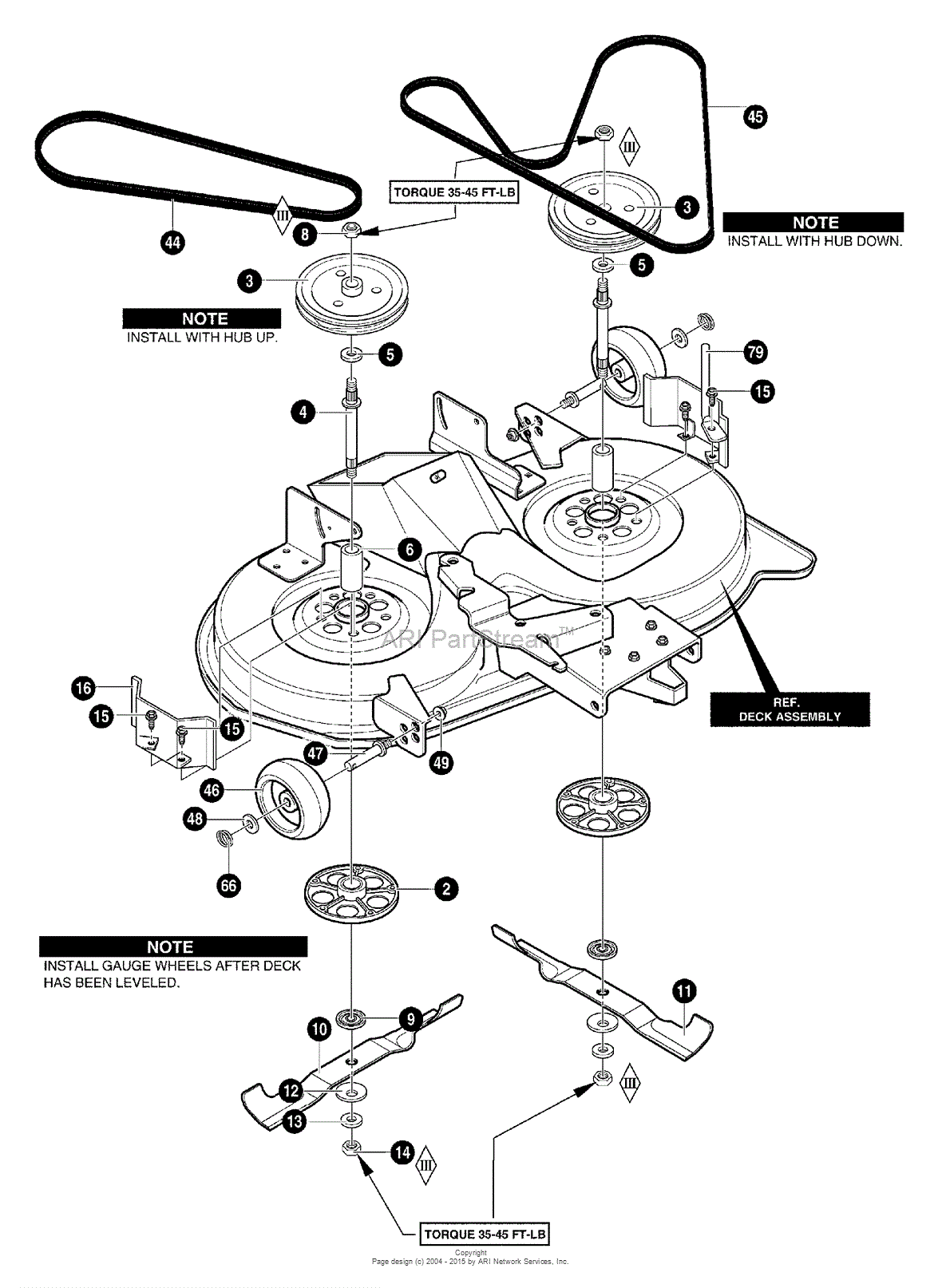 Murray 40379x88 - Lawn Tractor (2000) Parts Diagram for Blades & Belts