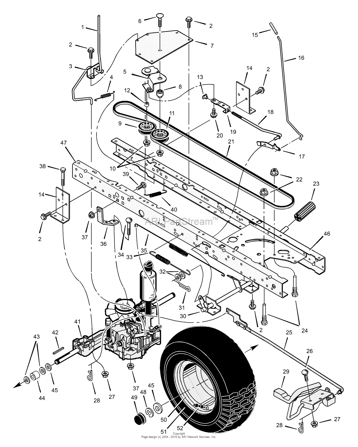 Murray 42576x92b Lawn Tractor 2000 Parts Diagram For Motion Drive