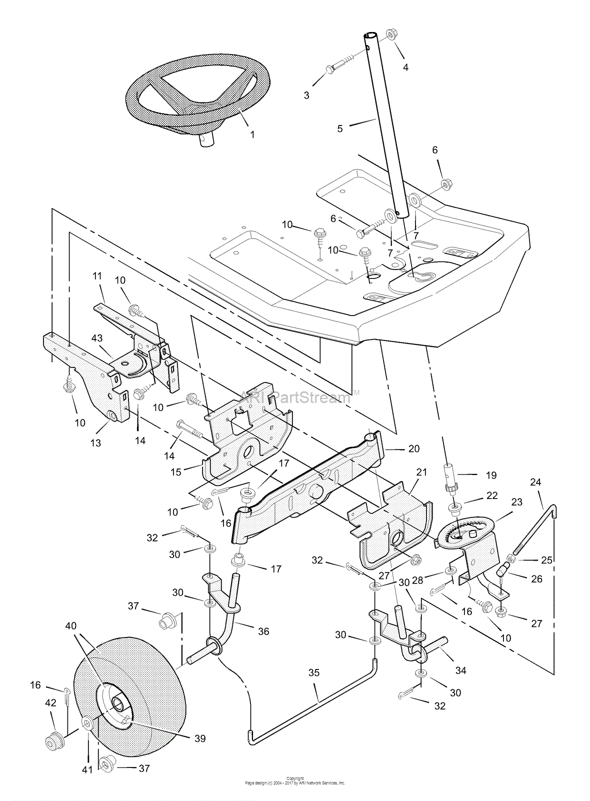 Murray 30503x11A - Rear Engine Riders (2000) Parts Diagram for Steering