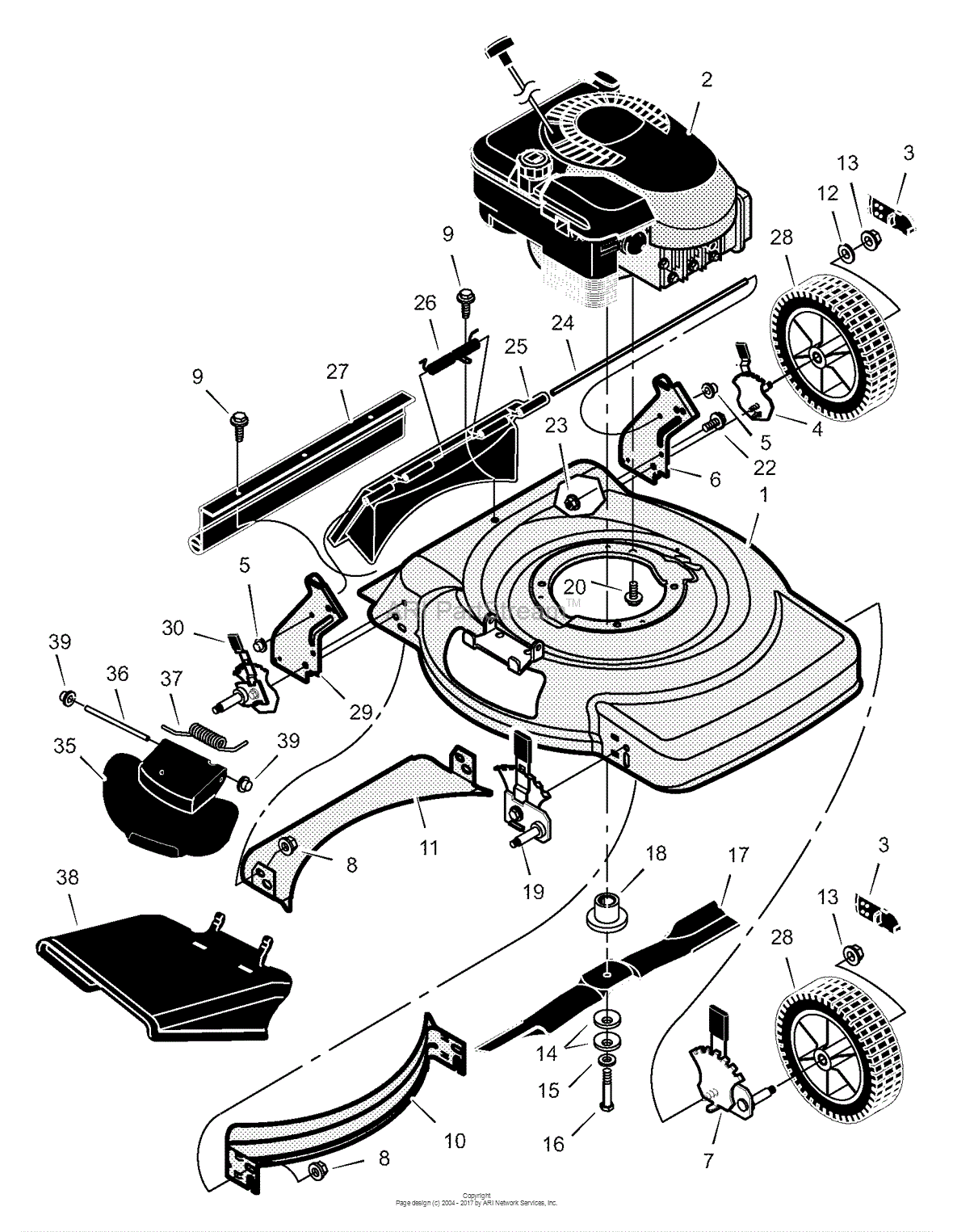 Murray 22265x31A - Walk-Behind Mower (2000) Parts Diagram for Mower