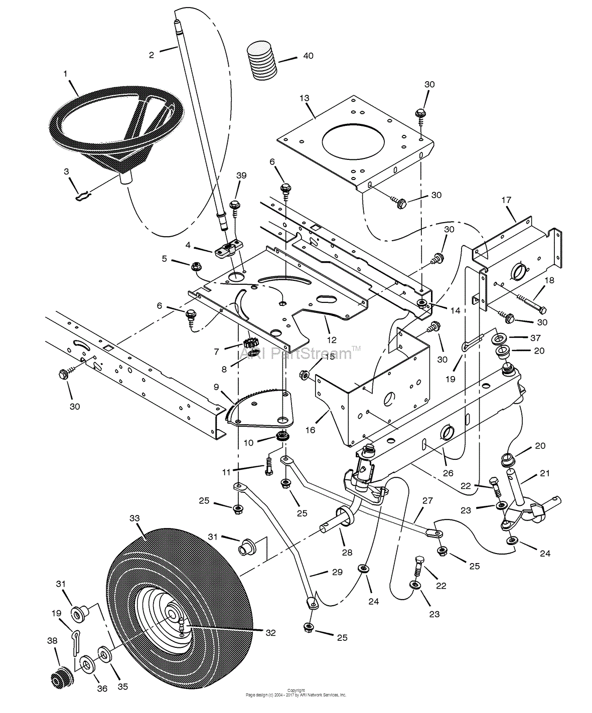 Murray 40508x92E - Lawn Tractor (2002) Parts Diagram for Steering