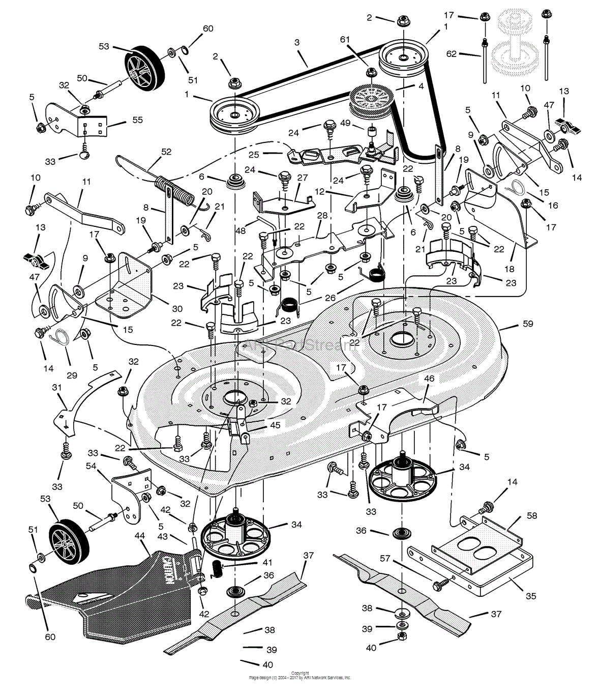 Murray 425008x8A - Lawn Tractor (2002) Parts Diagram for Mower Housing