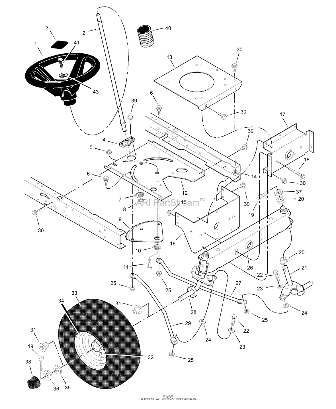 Murray 425613x8A - Lawn Tractor (2002) Parts Diagram for Steering