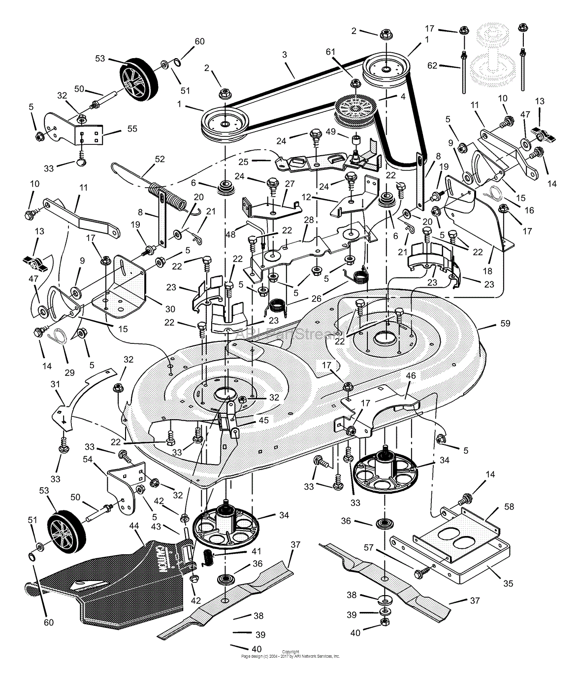 Murray 425614A - Lawn Tractor (2002) Parts Diagram for Mower Housing