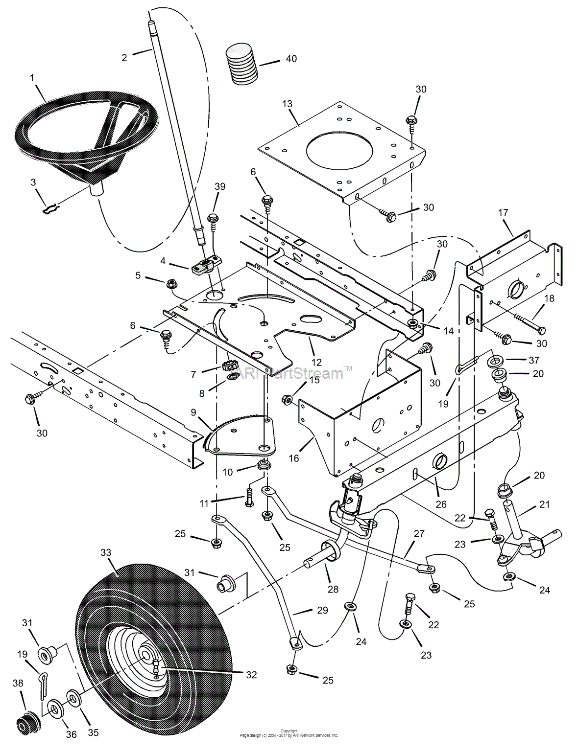 Murray 425614x92A - Lawn Tractor (2002) Parts Diagram for Steering