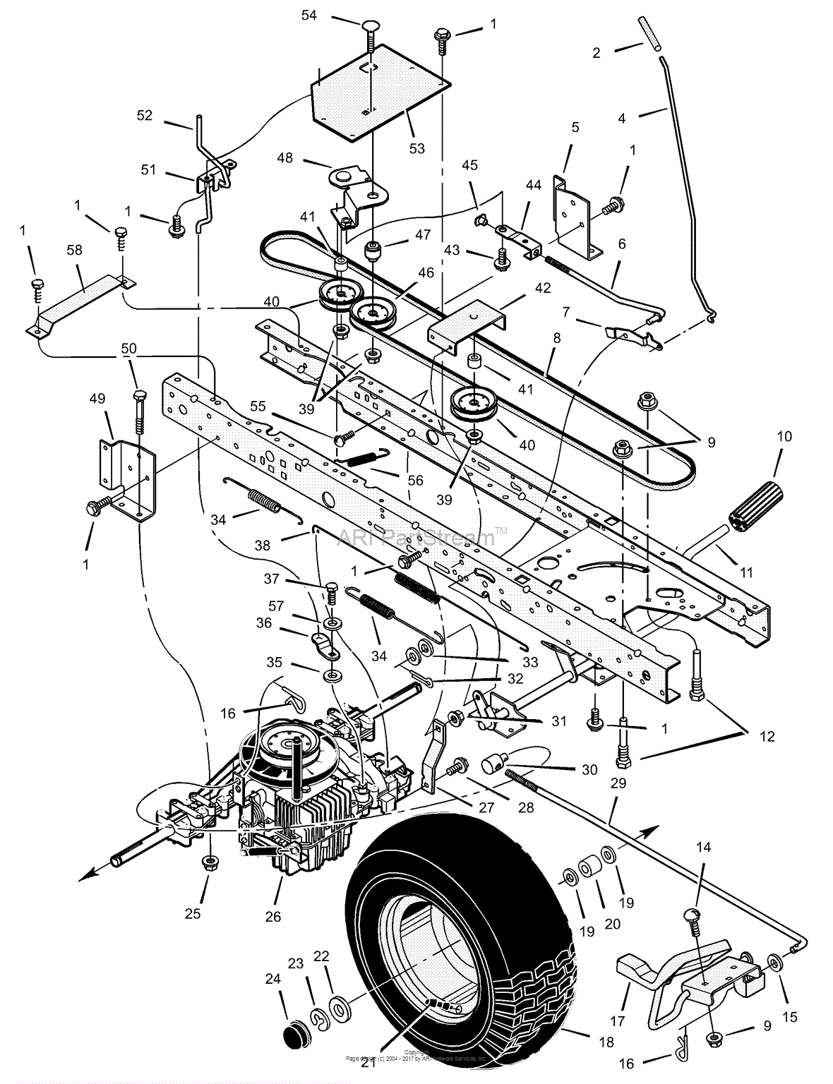 Murray 42590E - Lawn Tractor (2002) Parts Diagram for Drive Assembly