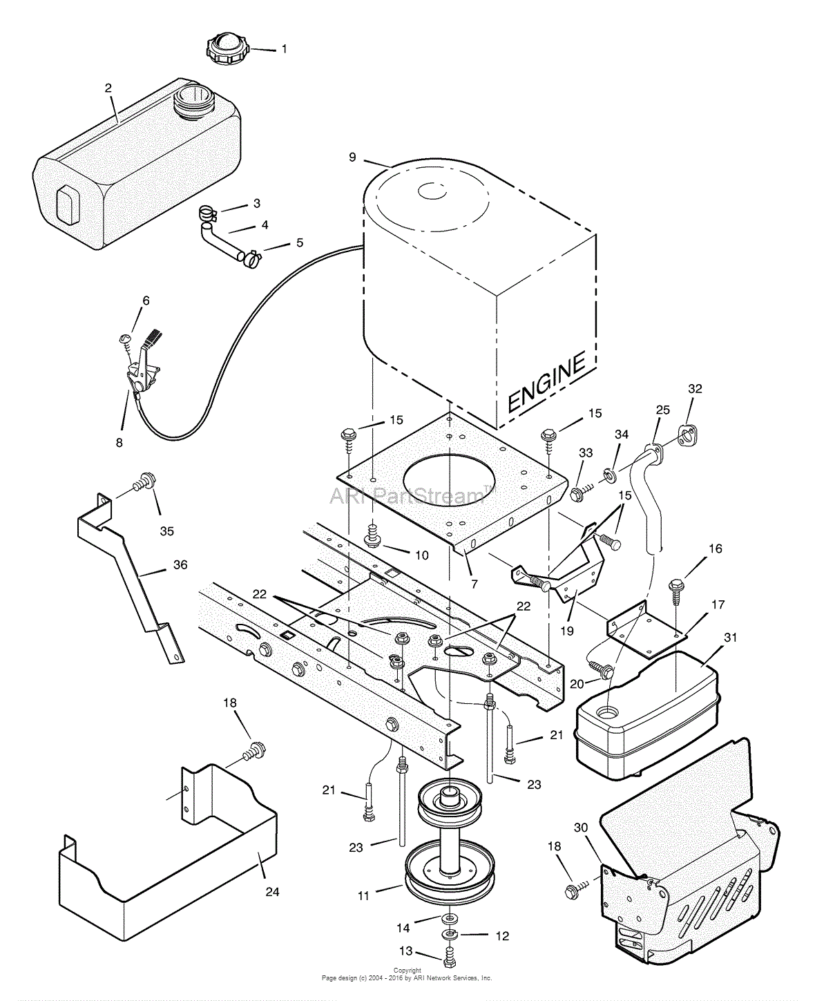 Murray 385000x68A - Lawn Tractor (2004) Parts Diagram for Engine Mount