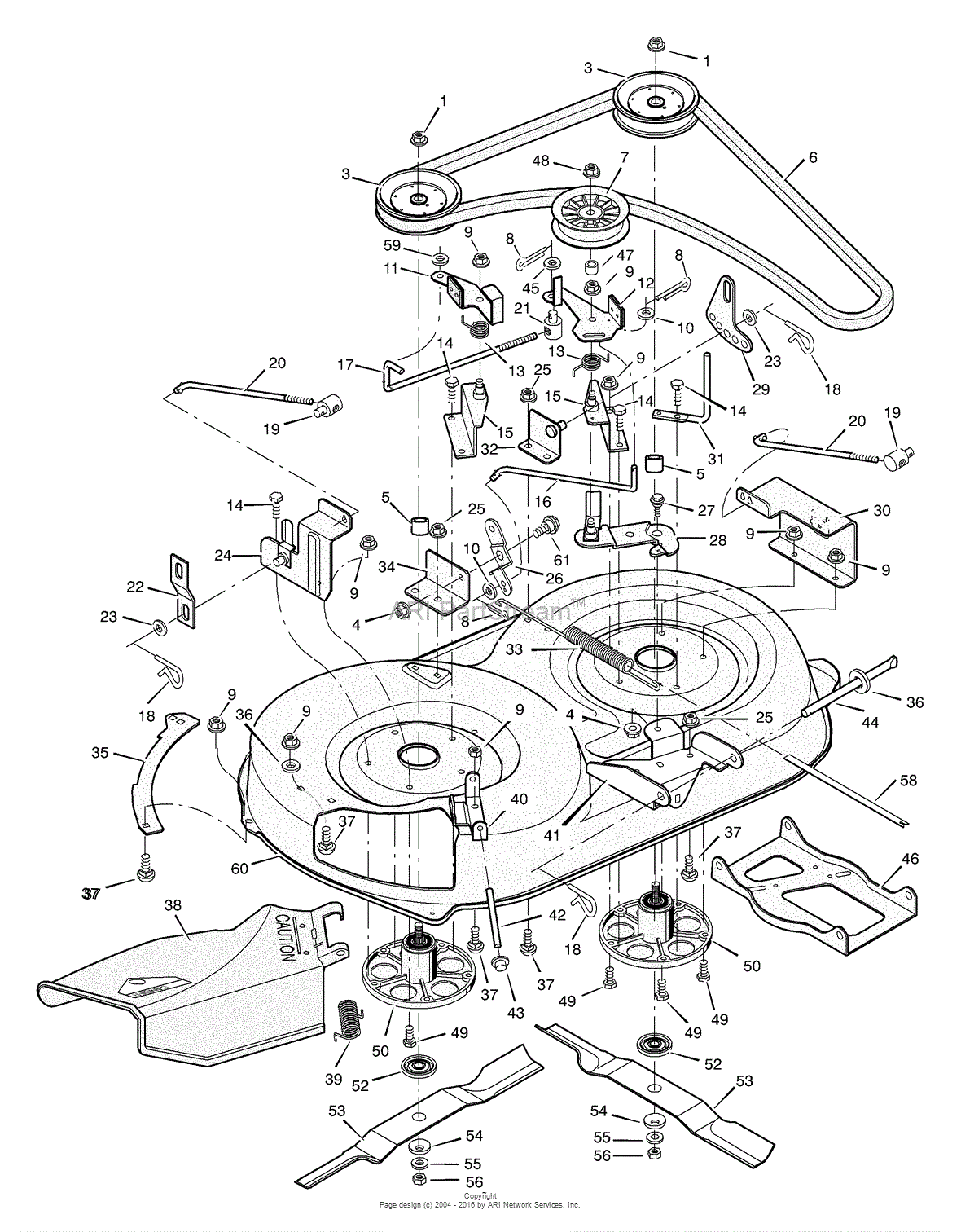 Murray 387002x92A - Lawn Tractor (2004) Parts Diagram for Mower Housing