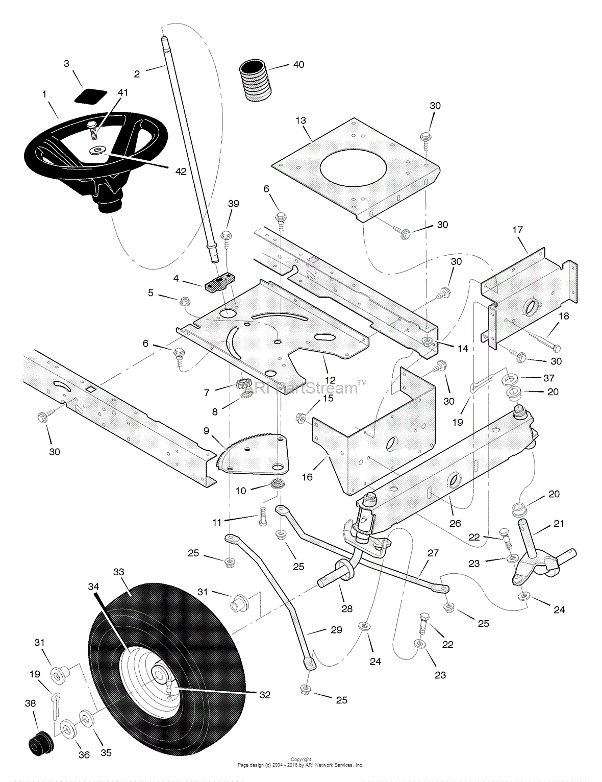 Murray 405001x78B - Lawn Tractor (2004) Parts Diagram for Steering