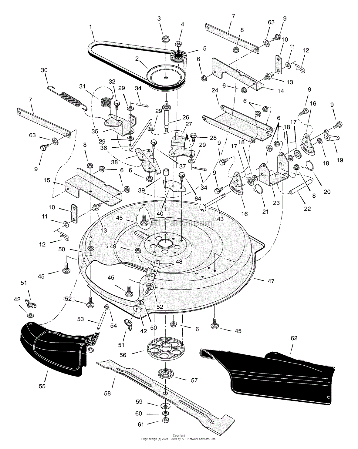 Labeled Lawn Mower Parts Diagram
