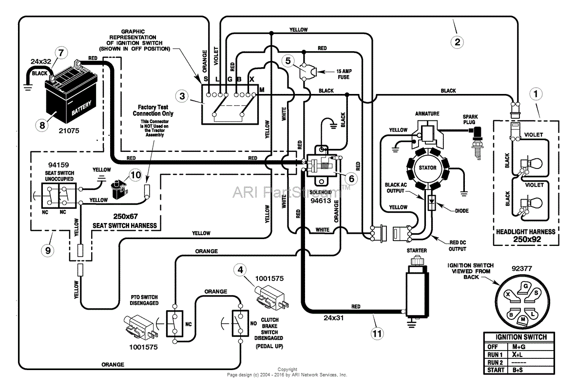 Murray 385001x51A - Lawn Tractor (2005) Parts Diagram for Electrical System