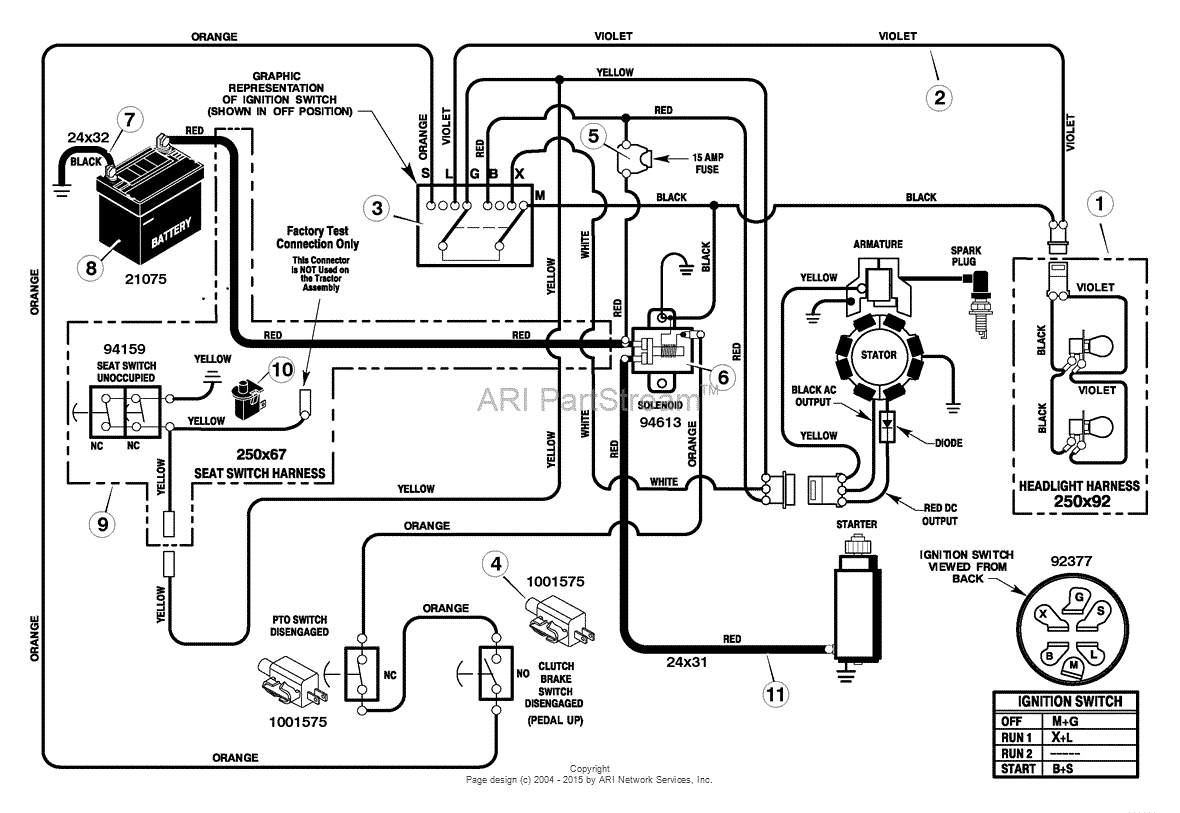 Murray 385003x52A - Lawn Tractor (2005) Parts Diagram for Electrical System