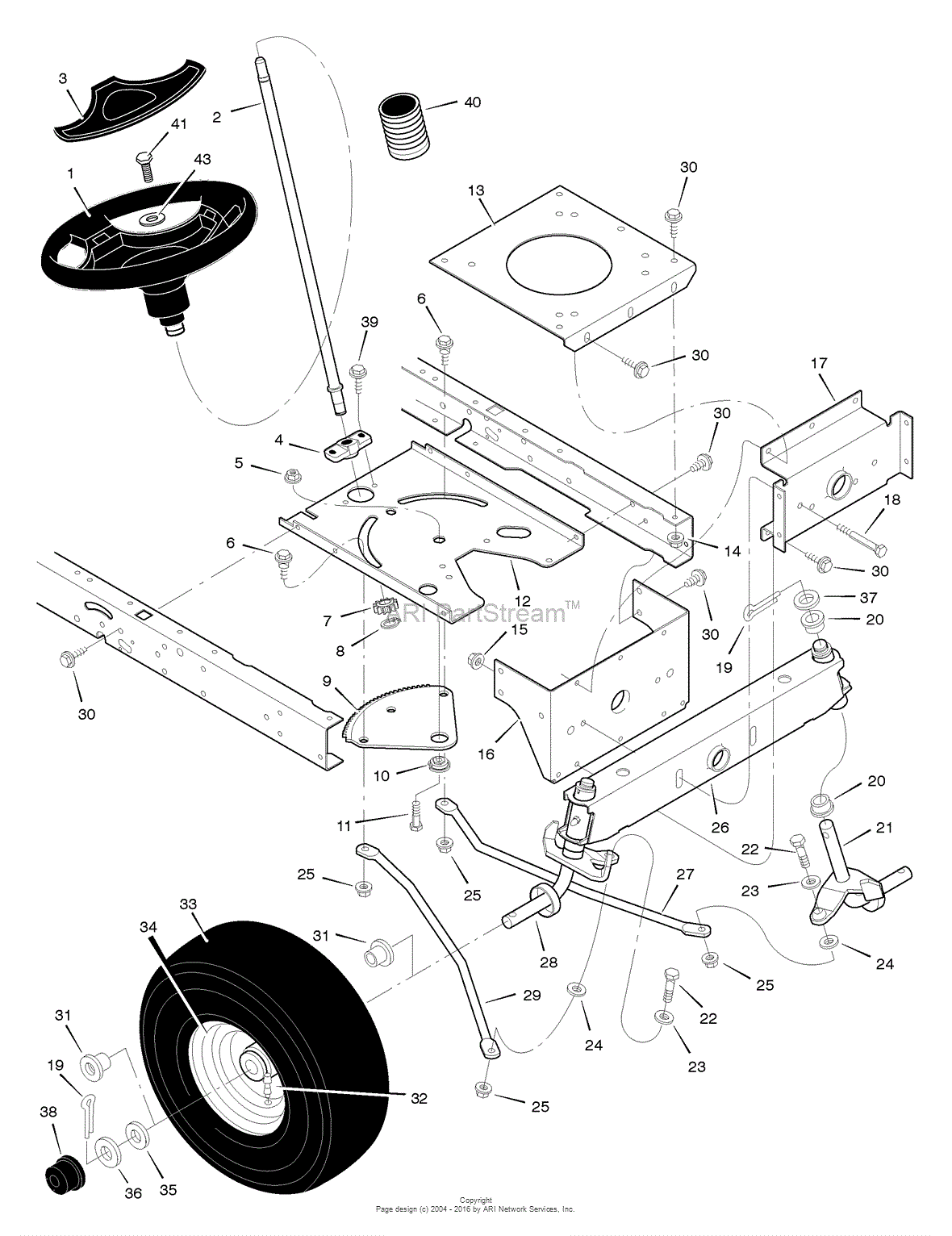 Murray 425001x8D - Lawn Tractor (2005) Parts Diagram for Steering