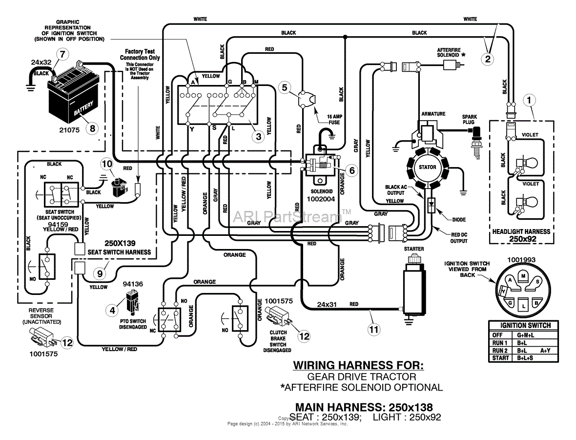 Murray 425001x99A - Lawn Tractor (2005) Parts Diagram for Electrical System