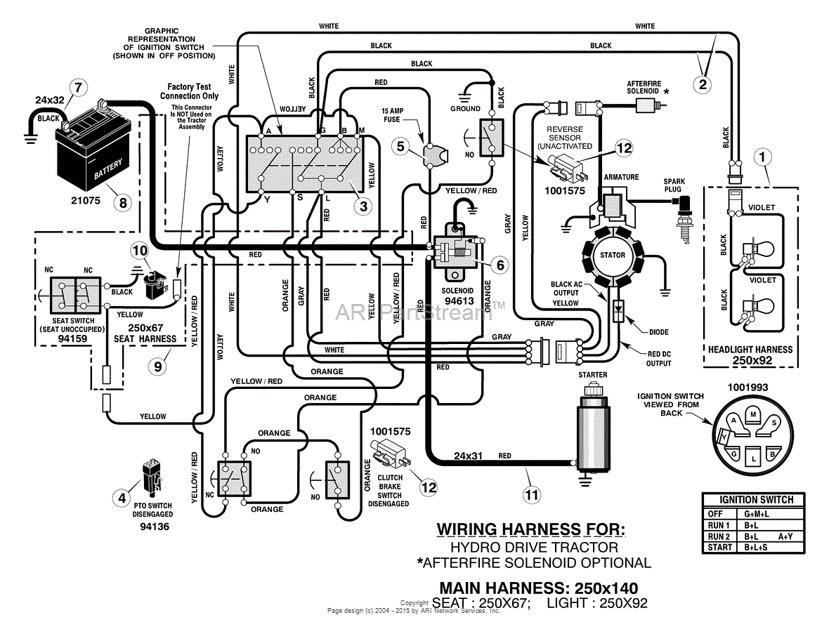 Murray 465600x48A - Lawn Tractor (2005) Parts Diagram for Electrical System