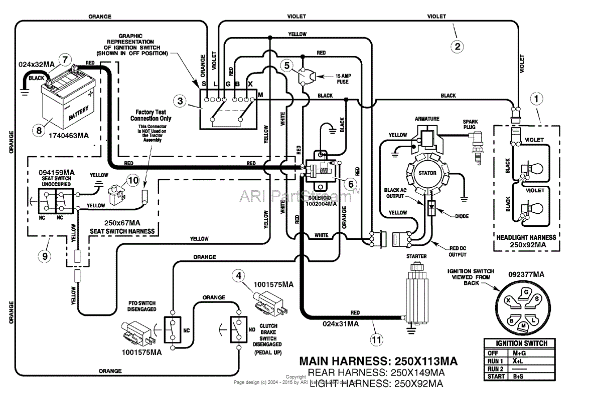 Murray 405020x51A - Lawn Tractor (2007) Parts Diagram for Electrical System