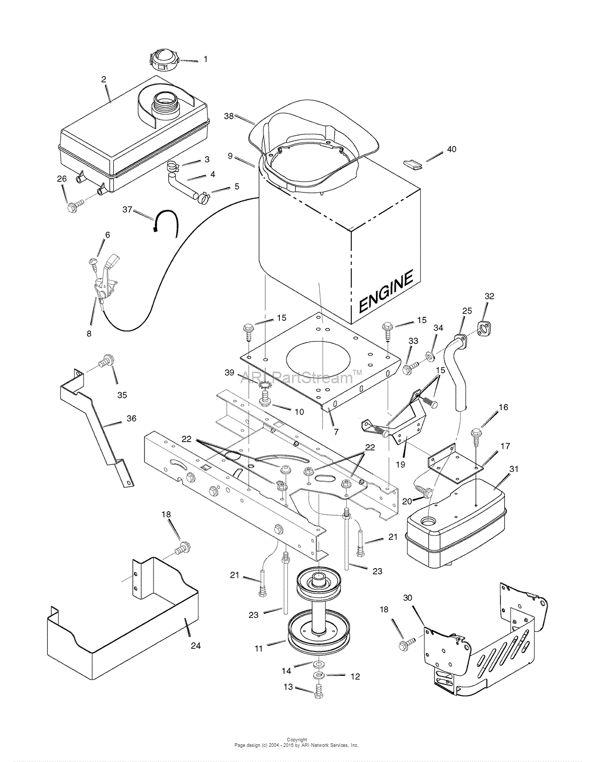 Murray 405627x51A - Lawn Tractor (2007) Parts Diagram for Engine Mount