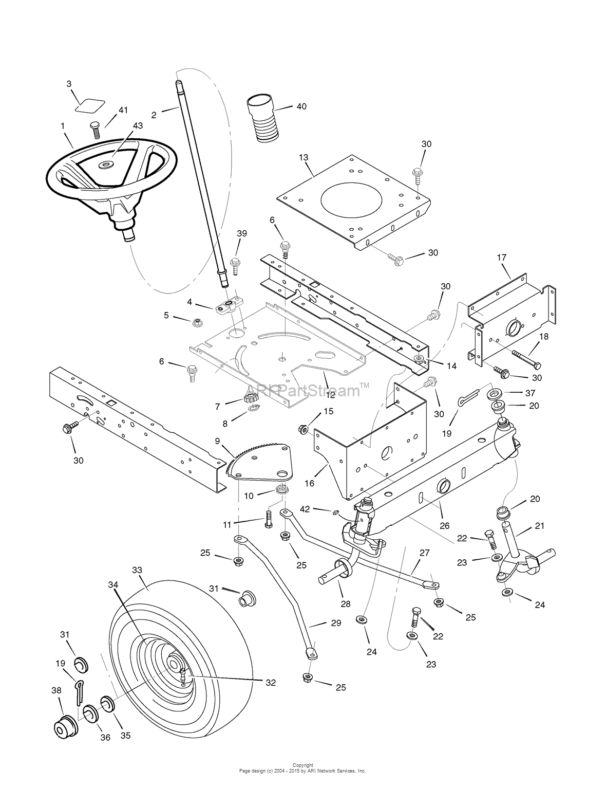 Murray 405627x51A - Lawn Tractor (2007) Parts Diagram for Steering