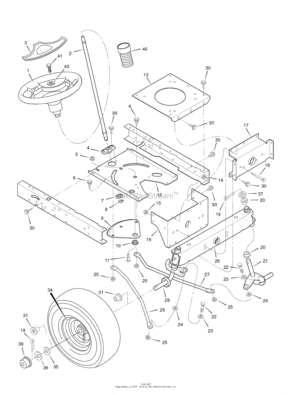 Murray 425018x00A - Lawn Tractor (2007) Parts Diagram for Steering