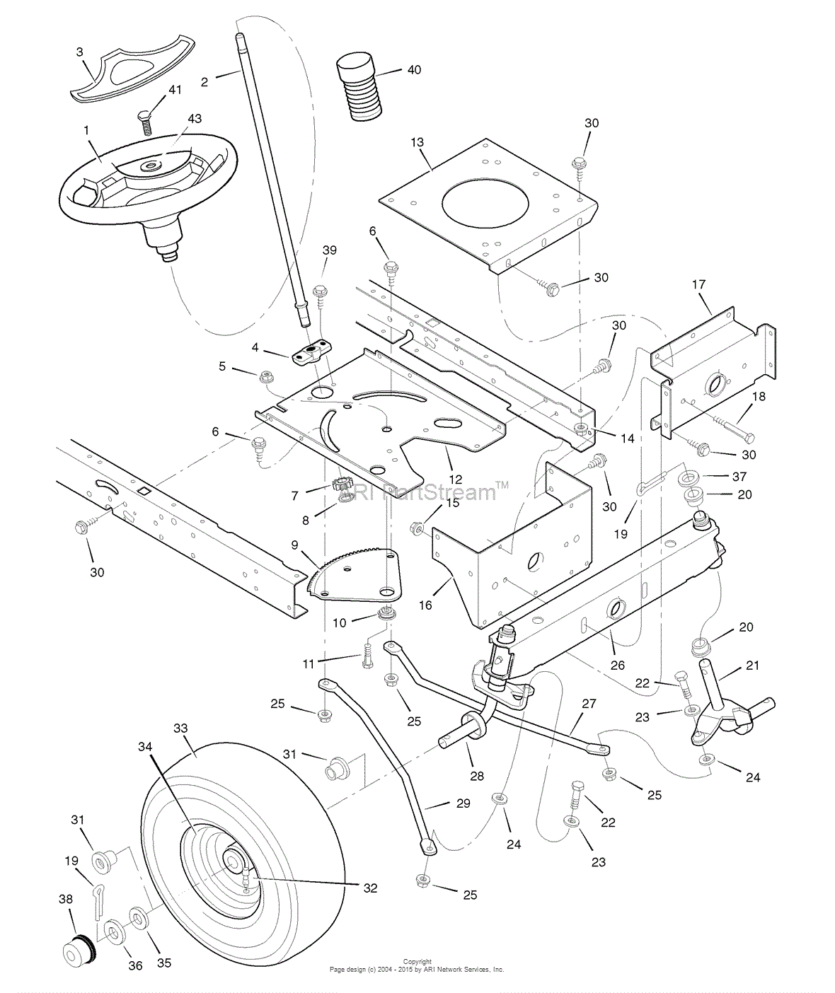 Murray 7800282 - 425307x51A, Lawn Tractor (2008) Parts Diagram for Steering