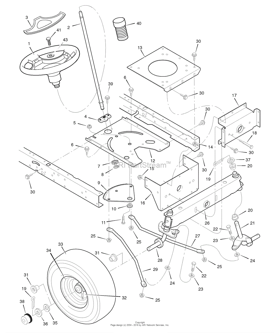 Murray 7800283 - 465307x51, Lawn Tractor (2008) Parts Diagram for Steering