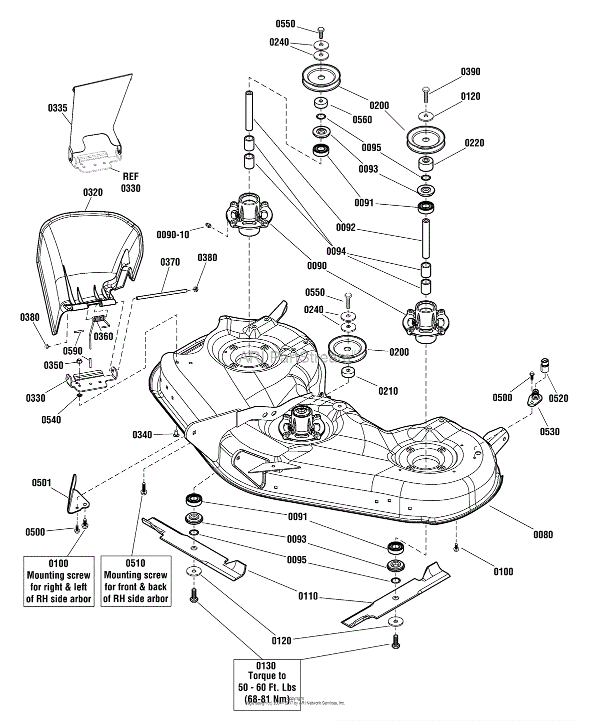 Murray 169668400 46" Mower Deck (2016) Parts Diagram for 46" (117cm