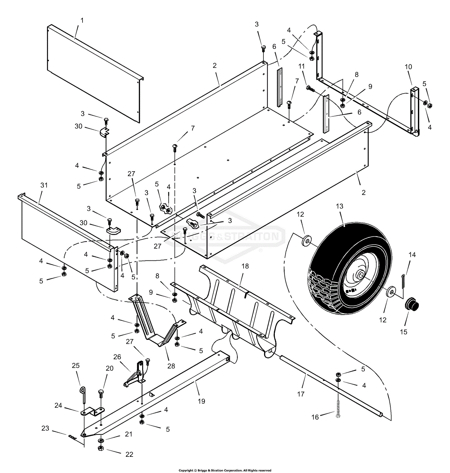 Murray 242012x00A - Utility Dump Cart - 17 cu.ft. (2003) Parts Diagram ...