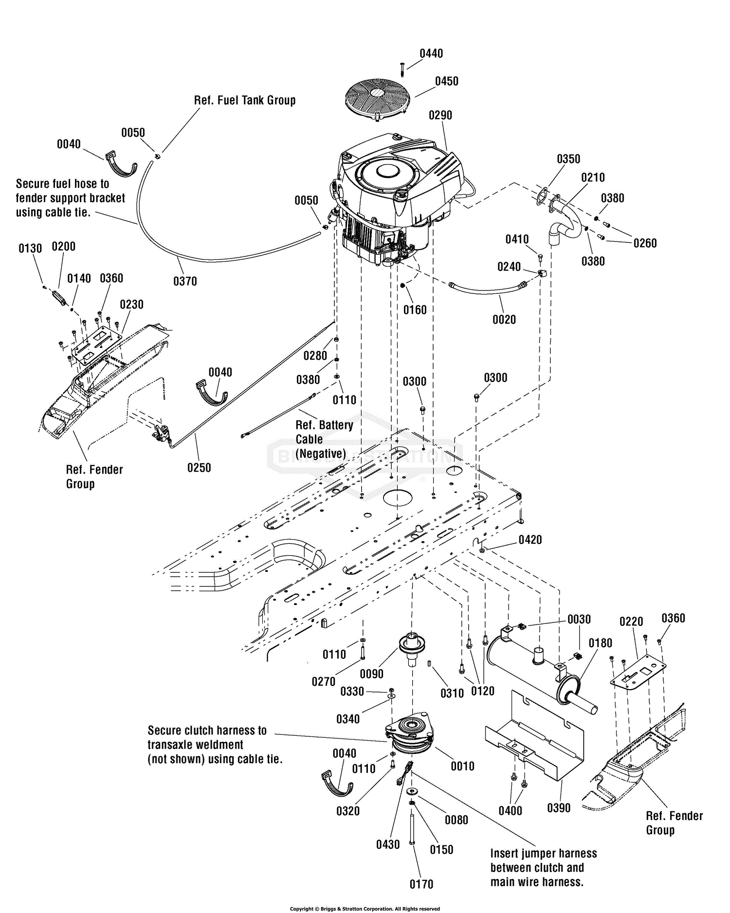 Murray 107.280063 - 7800753A, ZTS7000, 21HP B&S w/42 Mower Deck (2011)  Parts Diagram for Engine Group - 21HP Briggs & Stratton (7502254)