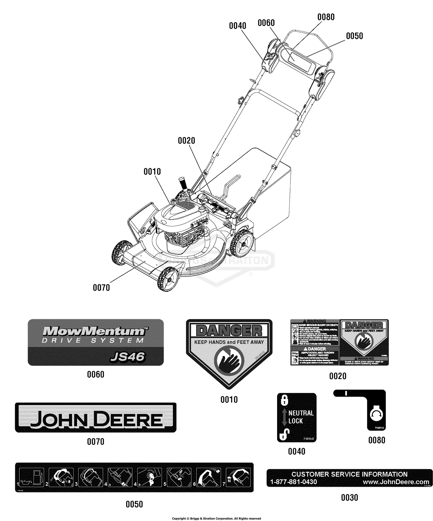 Murray 7800575 - LP7800575 - JS36, 22 John Deere RWD Walk Mower (2010) Parts  Diagrams