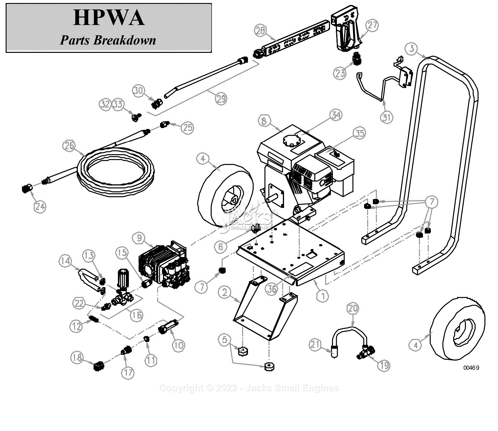 Northstar 157811C Parts Diagram for HPWA Parts Breakdown