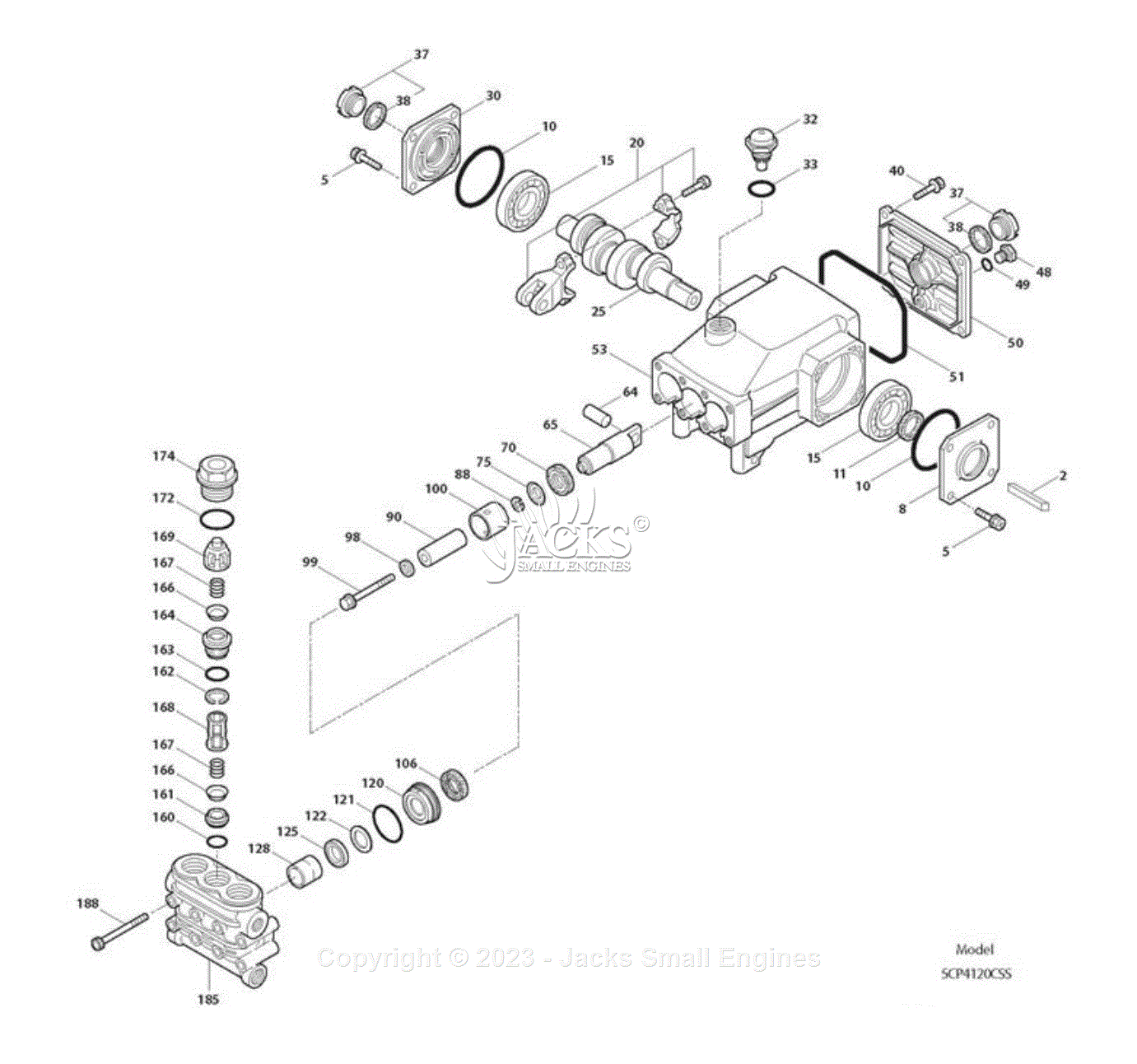 Northstar 157136A Parts Diagram for Pump Exploded View- 5CP4120CSS (157136)