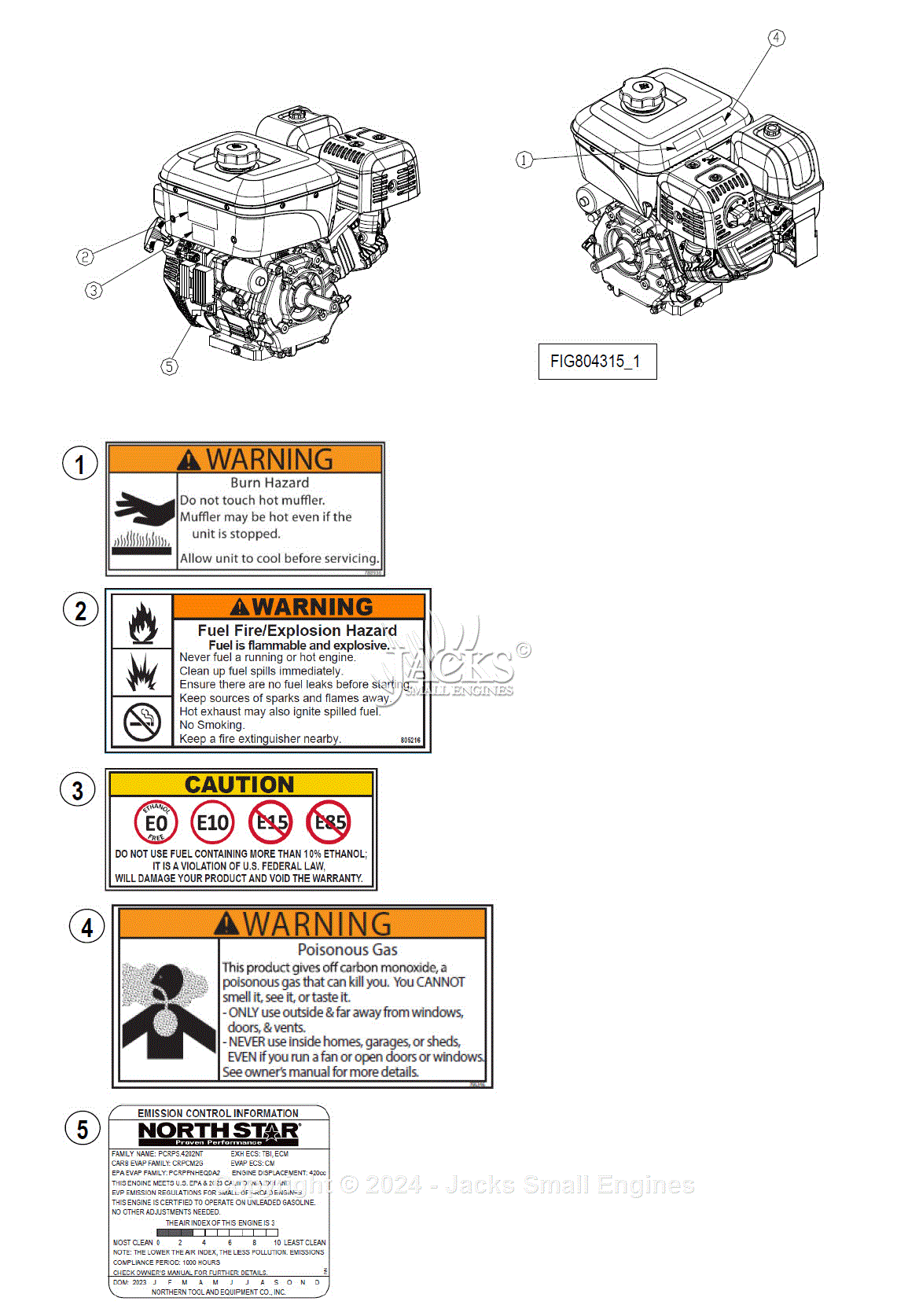 Northstar 804314A Parts Diagram for Safety Labeling