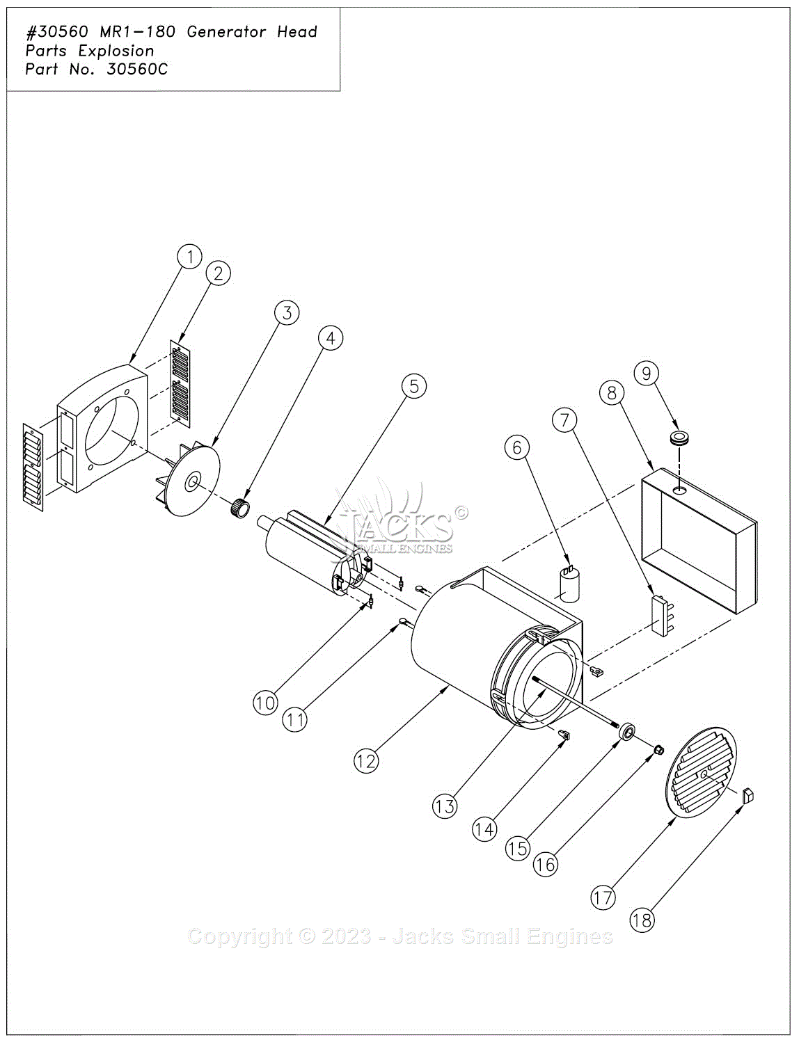 Northstar 165920I Parts Diagram for #30560 MR1-180 Generator Head Parts ...