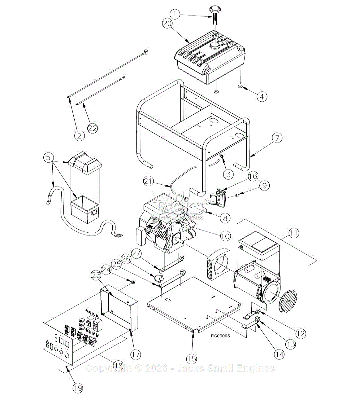 Northstar 165923X Parts Diagram for Generator Exploded View Rev - X